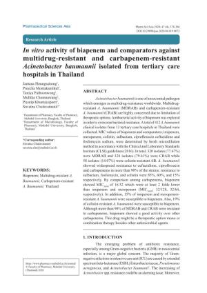 In Vitro Activity of Biapenem and Comparators Against Multidrug