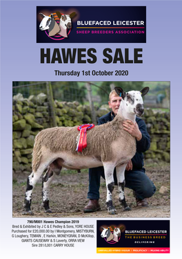 HAWES SALE Thursday 1St October 2020