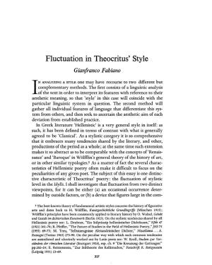 Fluctuation in Theocritus' Style Fabiano, Gianfranco Greek, Roman and Byzantine Studies; Winter 1971; 12, 4; Proquest Pg
