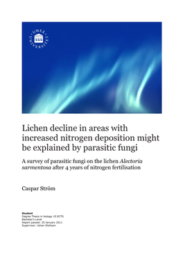 Lichen Decline in Areas with Increased Nitrogen Deposition Might Be Explained by Parasitic Fungi