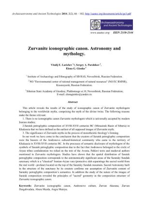 Zurvanite Iconographic Canon. Astronomy and Mythology