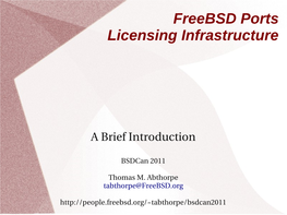 Freebsd Ports Licensing Infrastructure