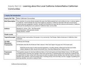 Inquiry Set 3.2 - Learning About the Local California Indians/Native Californian ​ Communities