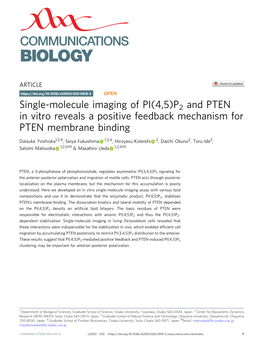 Single-Molecule Imaging of PI(4,5)P2 and PTEN in Vitro Reveals a Positive Feedback Mechanism for PTEN Membrane Binding