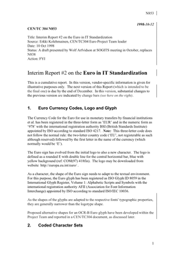 Interim Report #2 on the Euro in IT Standardization
