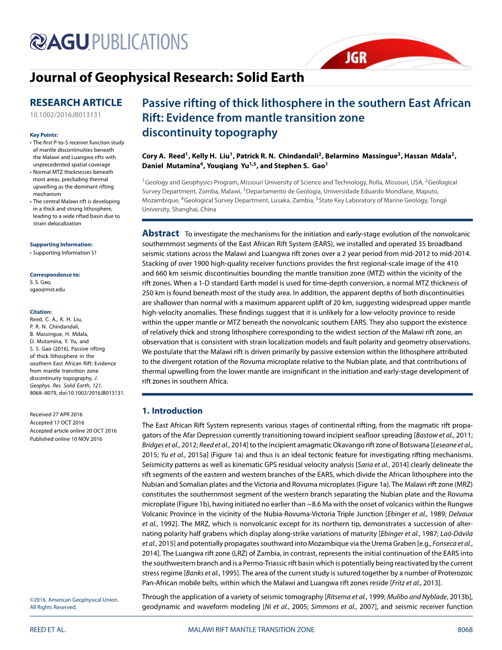 Passive Rifting of Thick Lithosphere in the Southern East African Rift