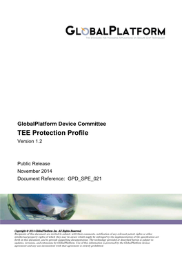 Globalplatform Device Committee TEE Protection Profile Version 1.2