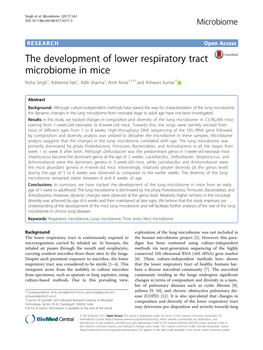 The Development of Lower Respiratory Tract Microbiome in Mice Nisha Singh1, Asheema Vats1, Aditi Sharma1, Amit Arora1,2,3* and Ashwani Kumar1*