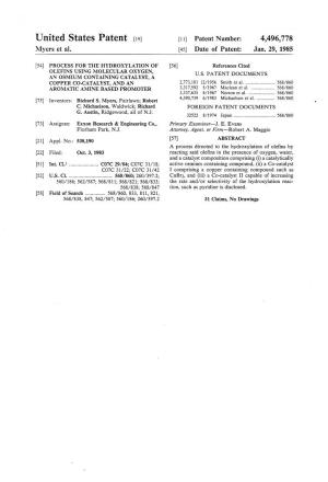 United States Patent (19) 11 Patent Number: 4,496,778 Myers Et Al