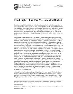Food Fight: the Day Mcdonald's Blinked
