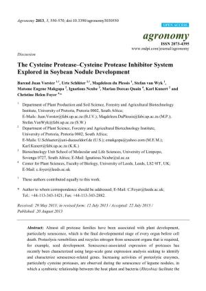 The Cysteine Protease–Cysteine Protease Inhibitor System Explored in Soybean Nodule Development