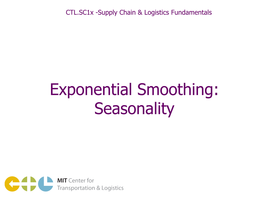 Exponential Smoothing: Seasonality