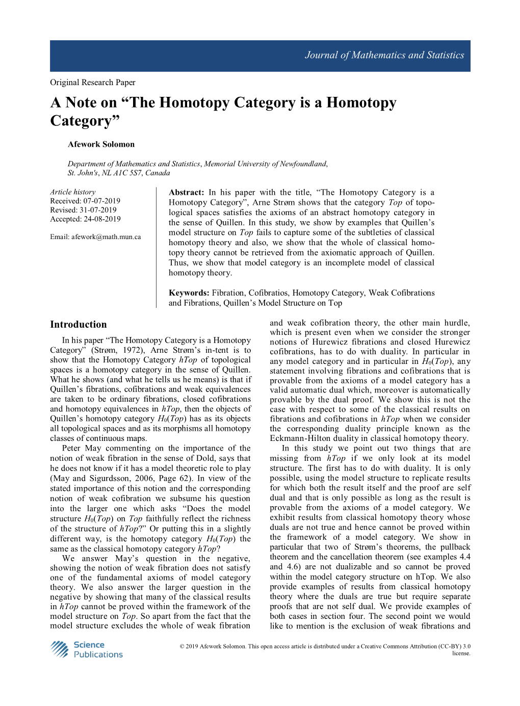 A Note on “The Homotopy Category Is a Homotopy Category”