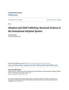 Adoption and Child Trafficking: Structural Violence in the International Adoption System