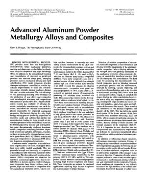 Advanced Aluminum Powder Metallurgy Alloys and Composites