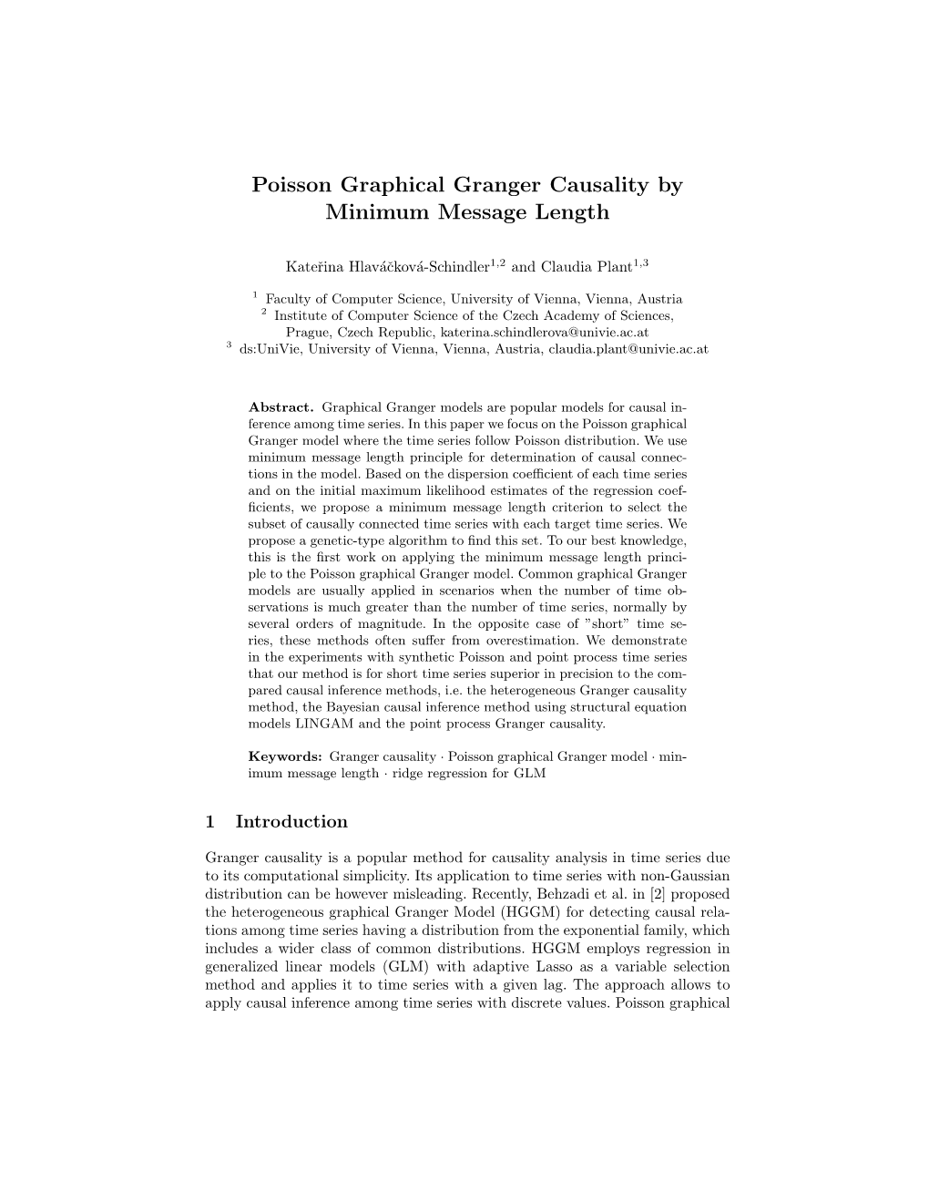 Poisson Graphical Granger Causality by Minimum Message Length