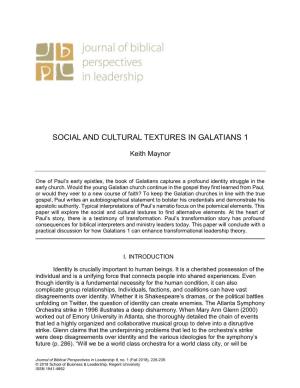 Social and Cultural Textures in Galatians 1