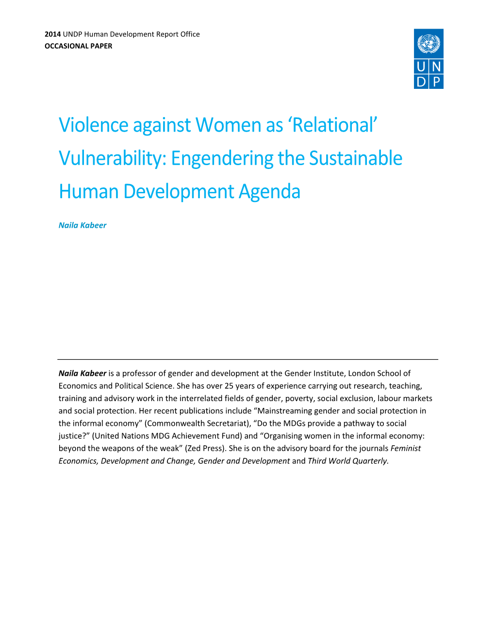 Violence Against Women As 'Relational' Vulnerability