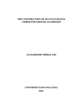 The Construction of Quantum Block Cipher for Grover Algorithm