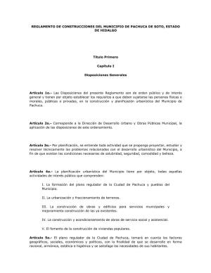 Reglamento De Construcción Del Municipio De Pachuca