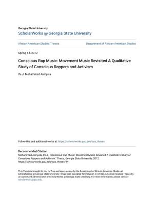 Conscious Rap Music: Movement Music Revisited a Qualitative Study of Conscious Rappers and Activism