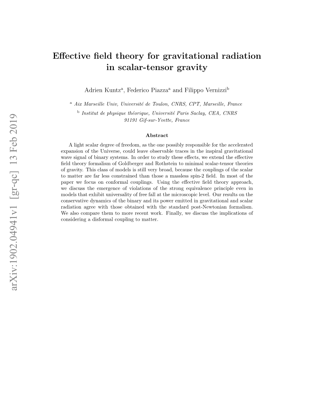 Arxiv:1902.04941V1 [Gr-Qc] 13 Feb 2019 Contents