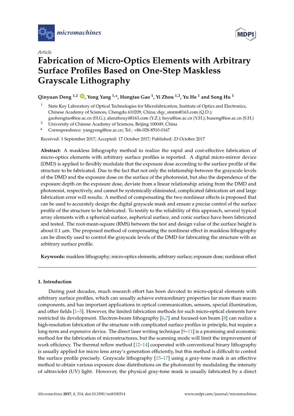 Fabrication of Micro-Optics Elements with Arbitrary Surface Profiles