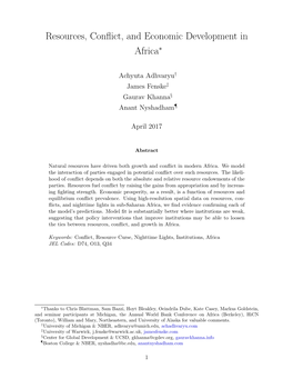 Resources, Conflict, and Economic Development in Africa