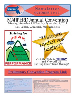 2013 OCTOBER MAHPERD Newsletter