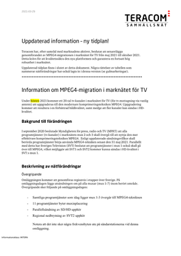 Information Om MPEG4-Migration I Marknätet För TV