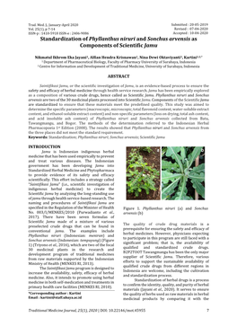 Standardization of Phyllanthus Niruri and Sonchus Arvensis As Components of Scientific Jamu