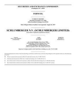 SCHLUMBERGER N.V. (SCHLUMBERGER LIMITED) (Exact Name of Registrant As Specified in Its Charter)