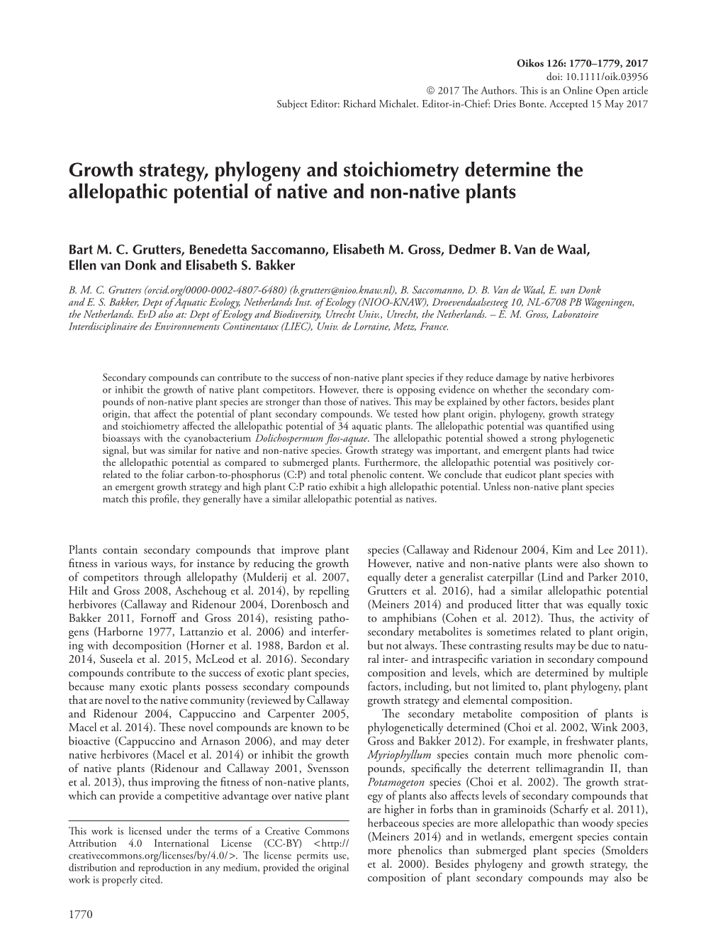 Growth Strategy, Phylogeny and Stoichiometry Determine the Allelopathic Potential of Native and Non-Native Plants