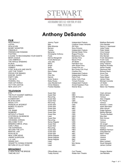 Anthony Desando Theatrical Resume