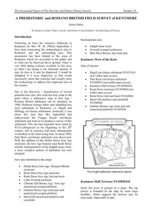25. a Prehistoric & Romano British Survey of Kentmere