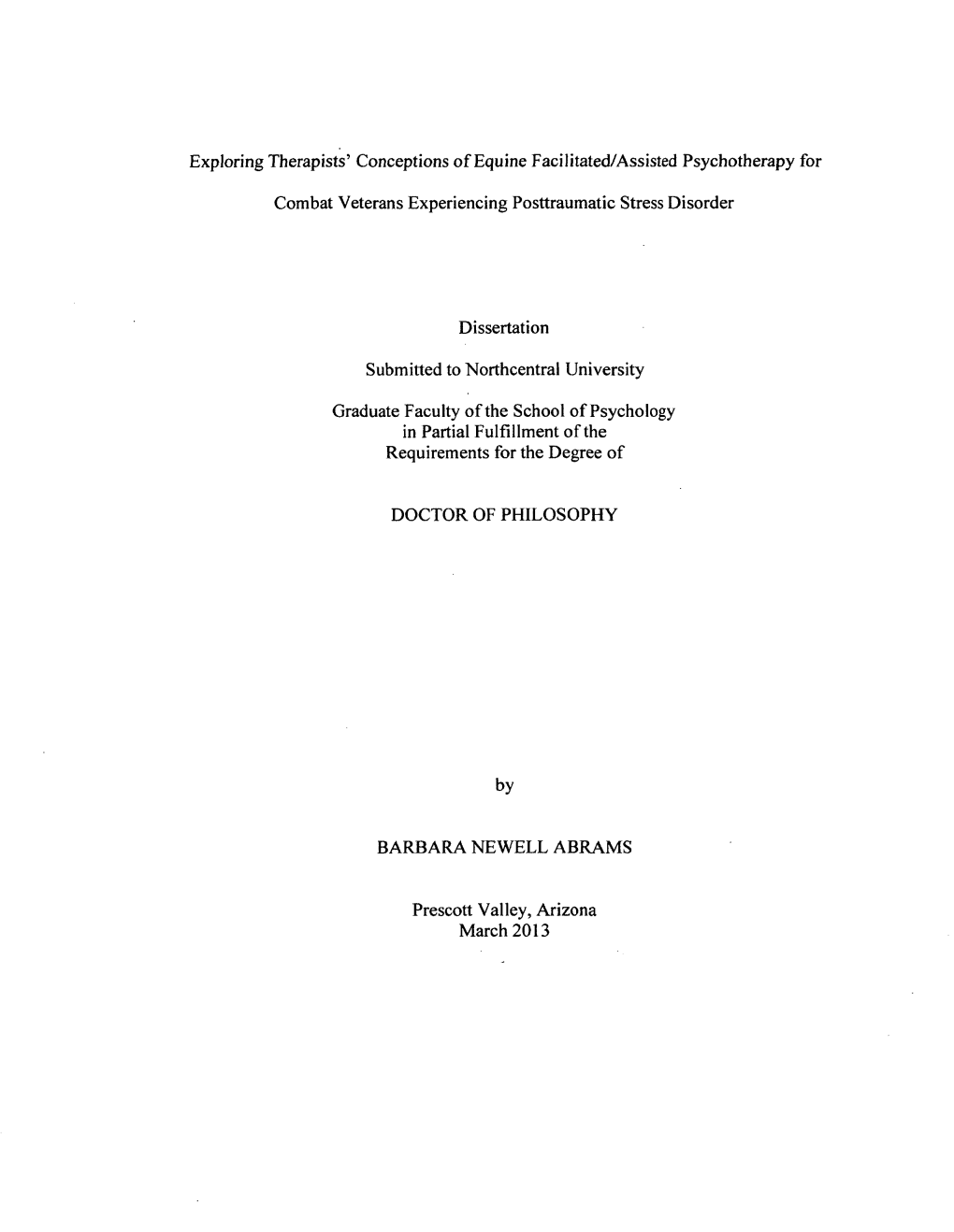 Exploring Therapists' Conceptions of Equine Facilitated/Assisted