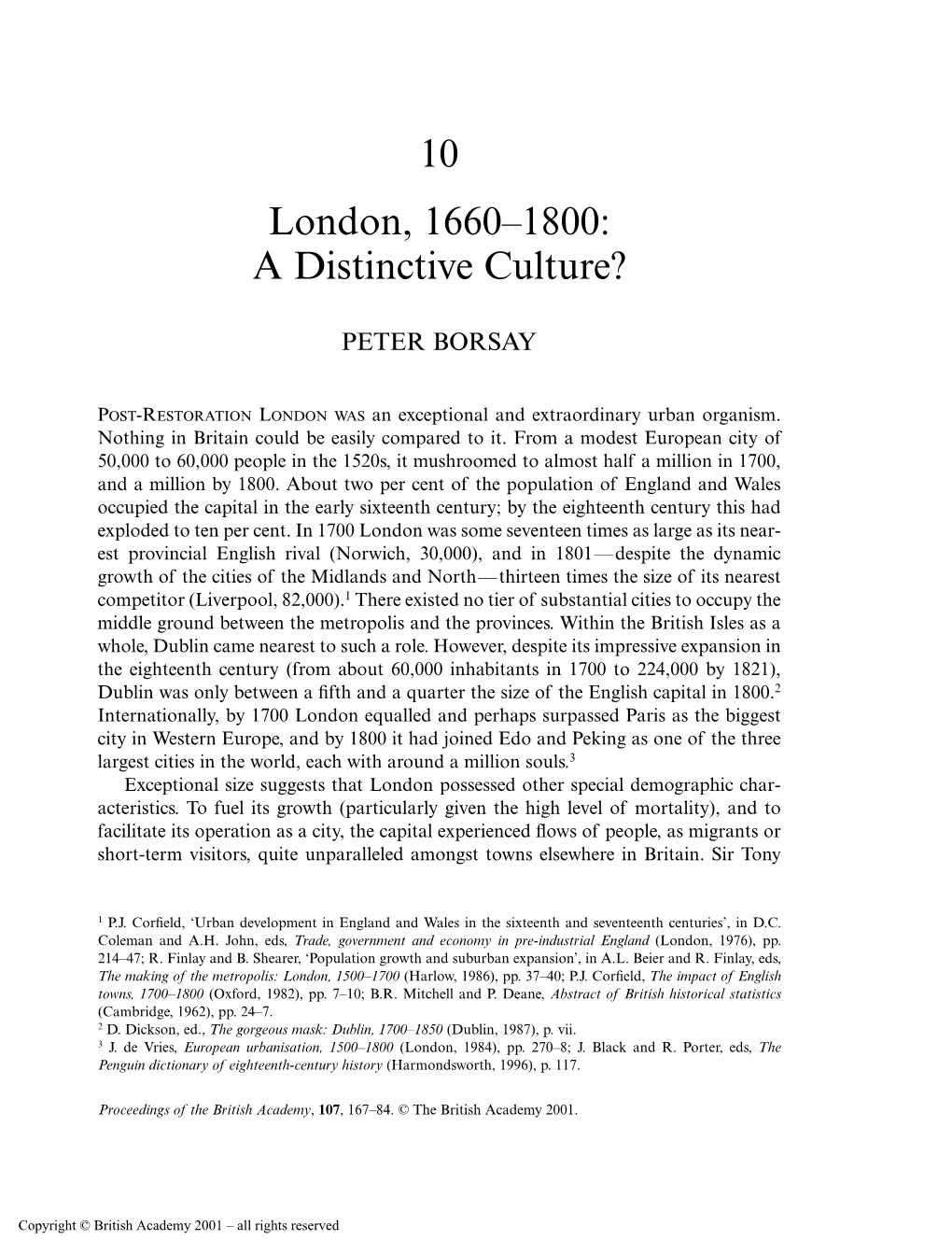10 London, 1660–1800: a Distinctive Culture?