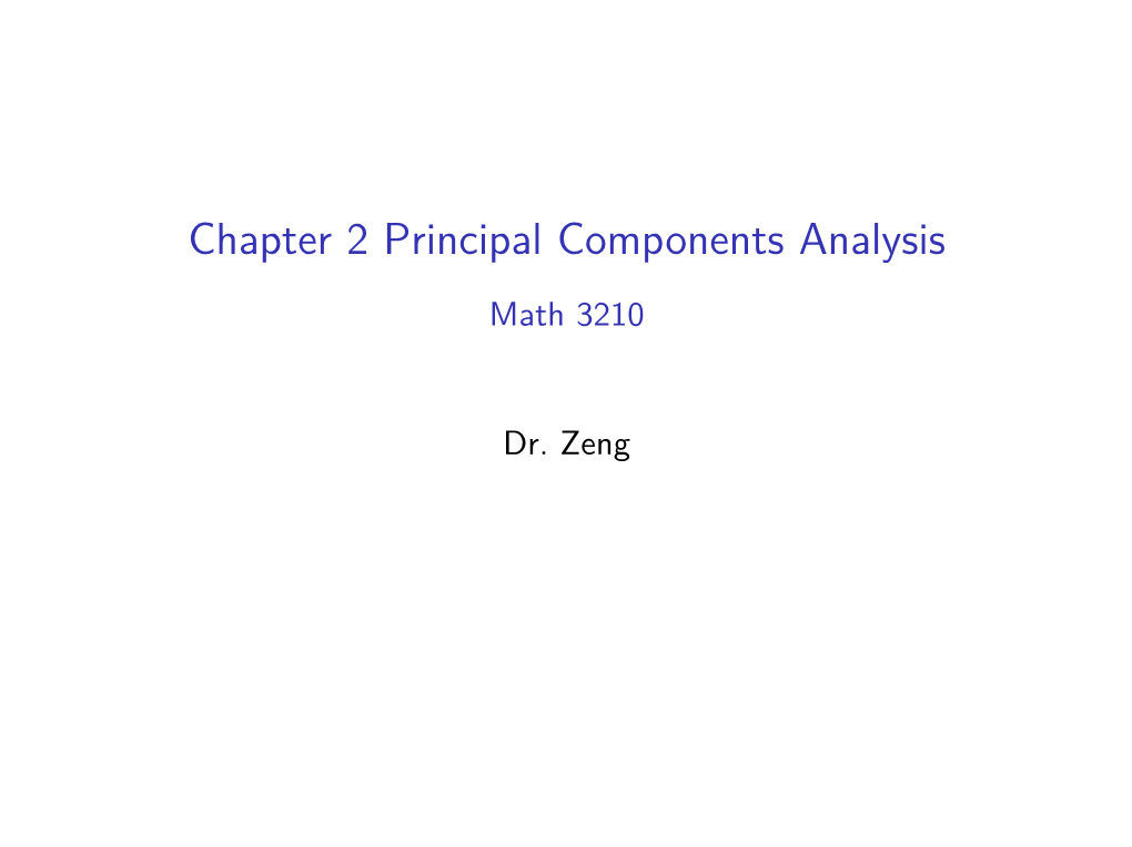 Chapter 2 Principal Components Analysis