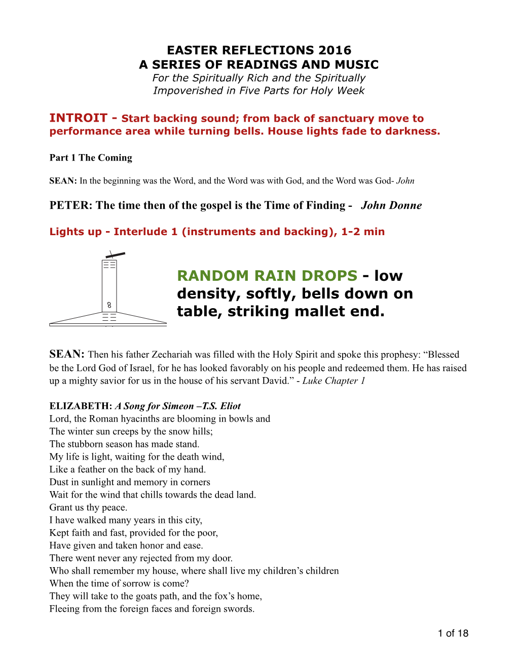 Speaster Reflex 16 - for Backing Sounds and Lyde Instruments by Dan Senn (Accompaniment to Texts Arranged by Alice Mirk)