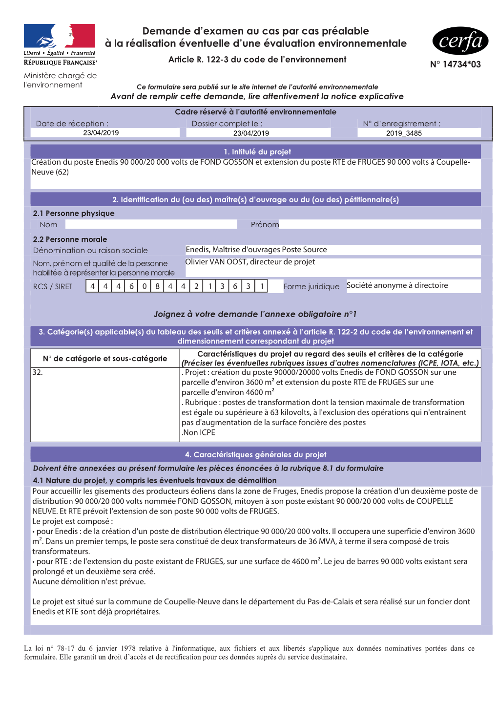 Demande D'examen Au Cas Par Cas Préalable À La Réalisation Éventuelle