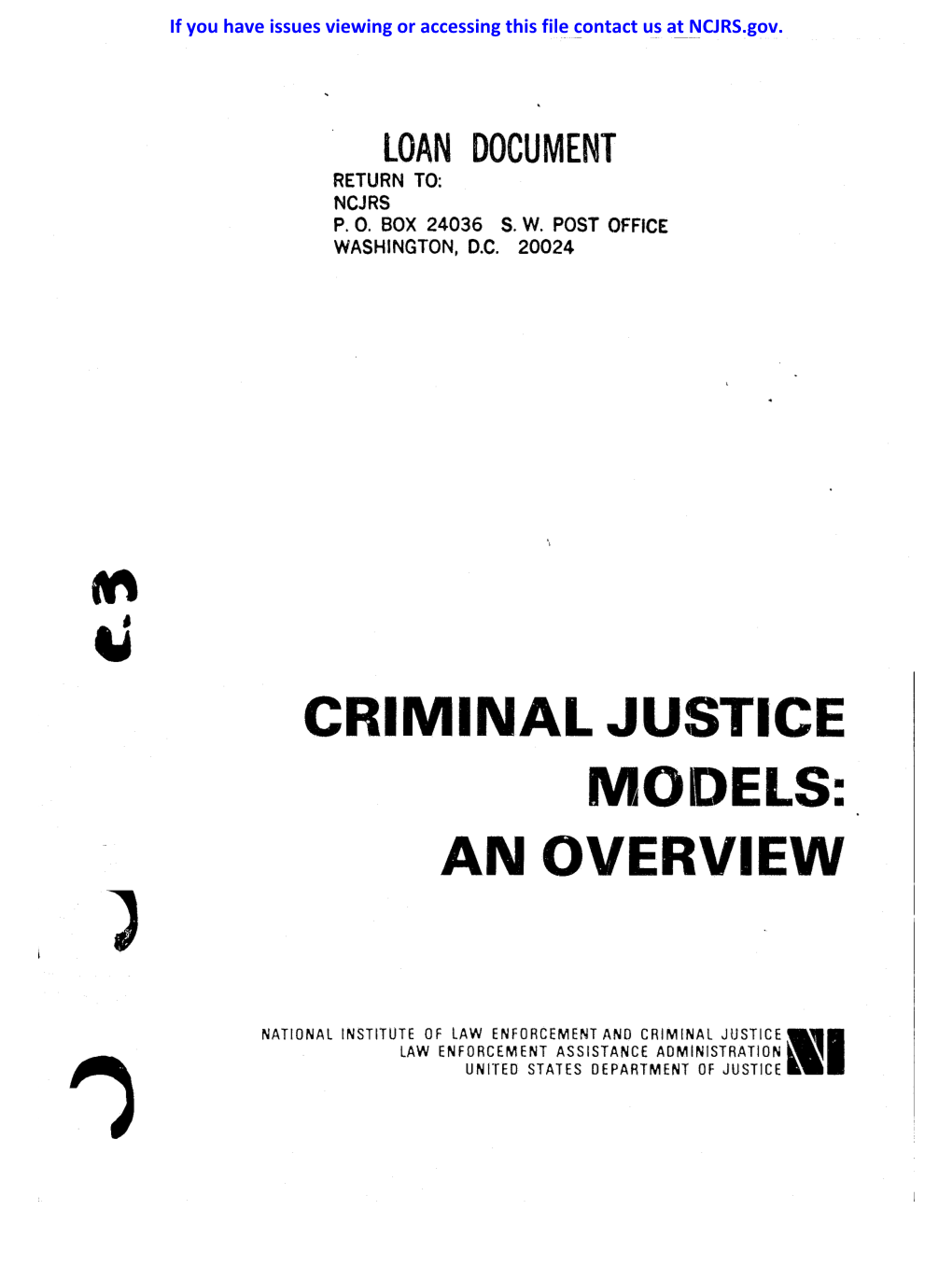 Criminal Justice M01dels: an Overview