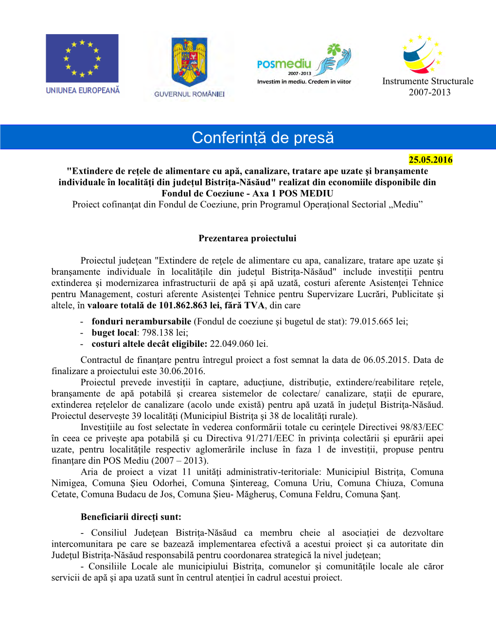 Conferință De Presă – 25.05.2016