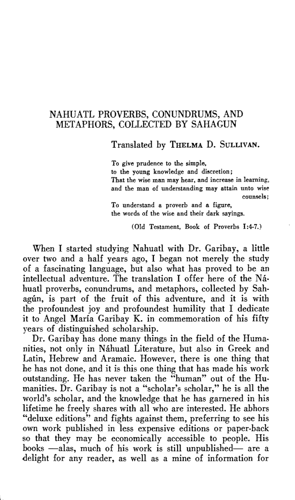 Nahuatl Proverbs, Conundrums, and Metaphors, Collected by Sahagun