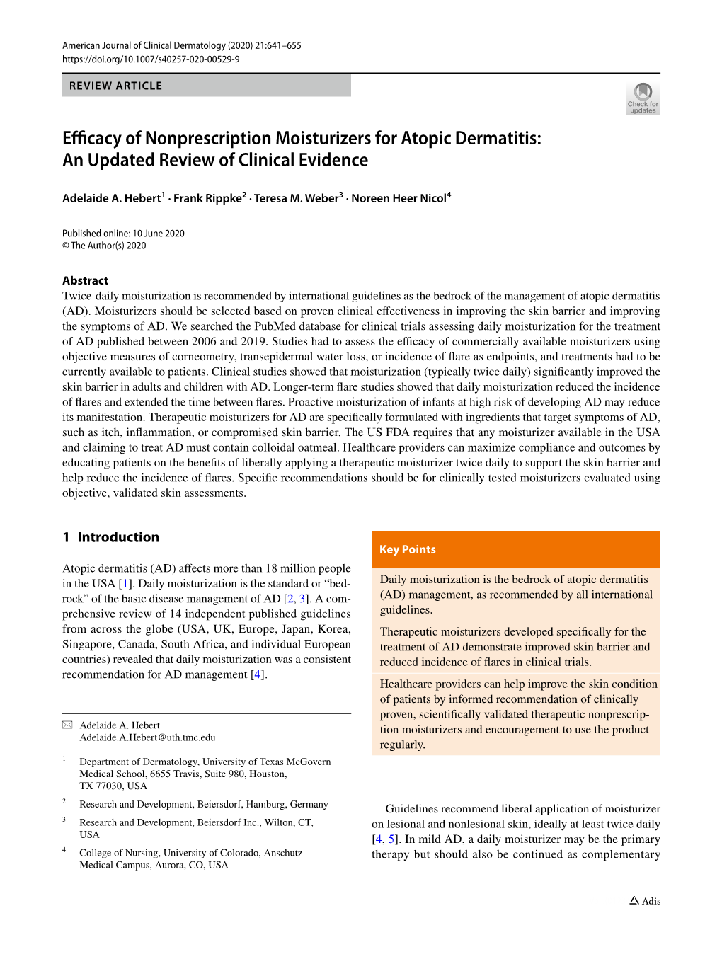 Efficacy of Nonprescription Moisturizers for Atopic Dermatitis