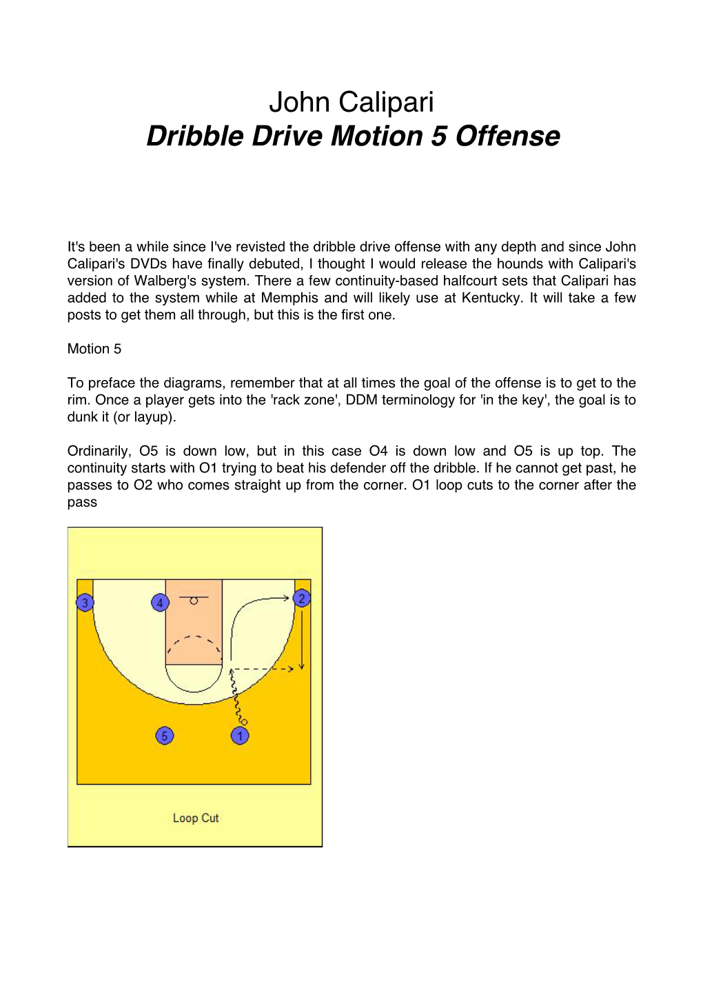 John Calipari Dribble Drive Motion 5 Offense