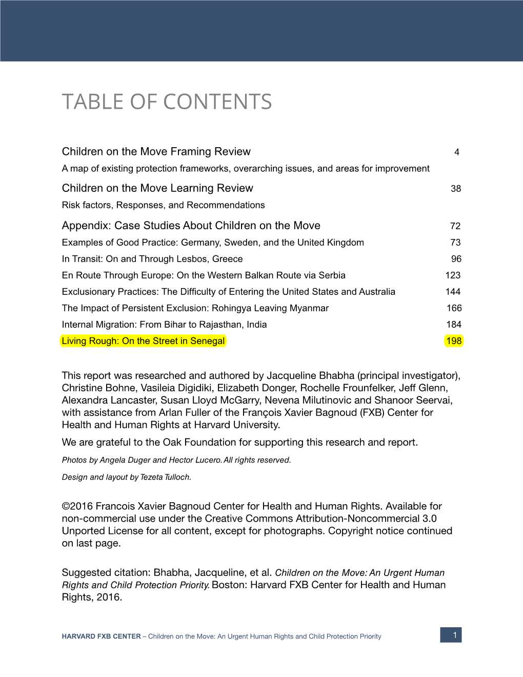 Table of Contents