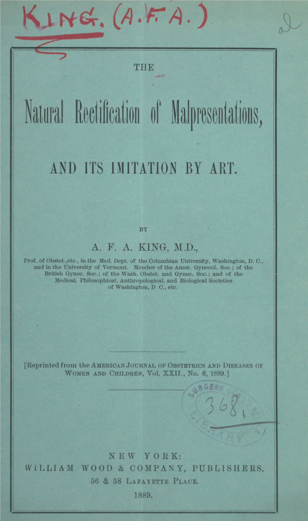 The Natural Rectification of Malpresentations, and Its Imitation