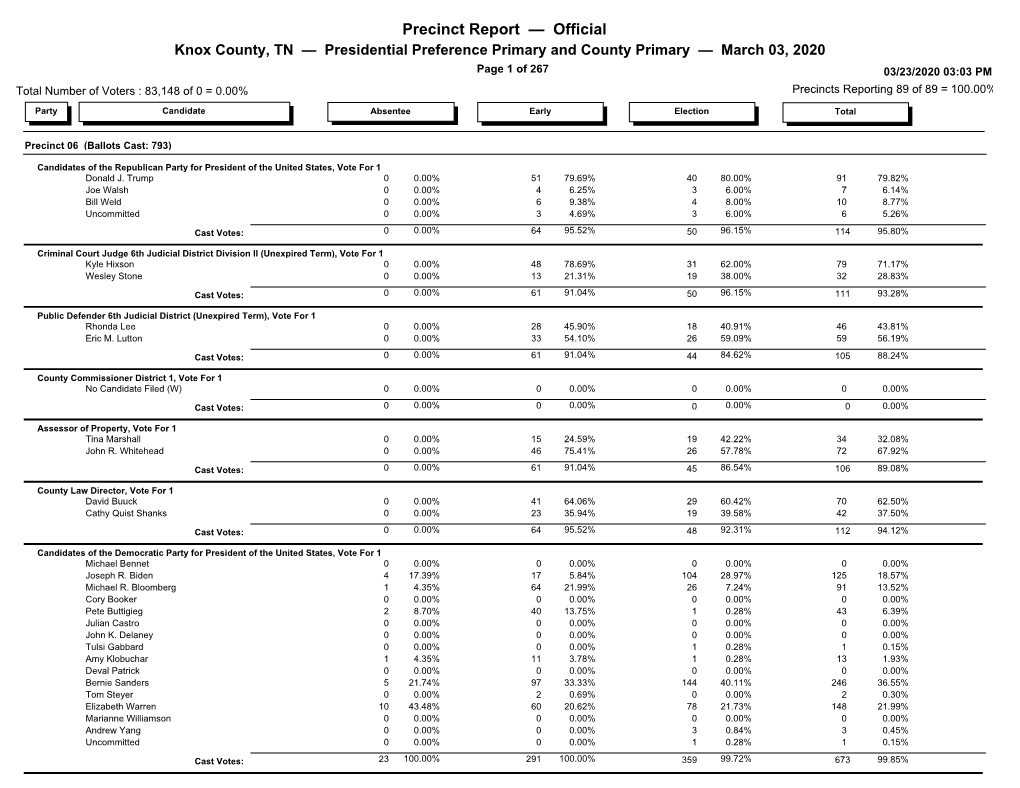 Precinct Report