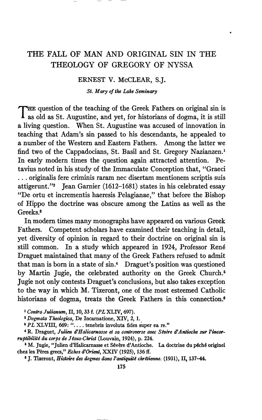 The Fall of Man and Original Sin in the Theology of Gregory of Nyssa