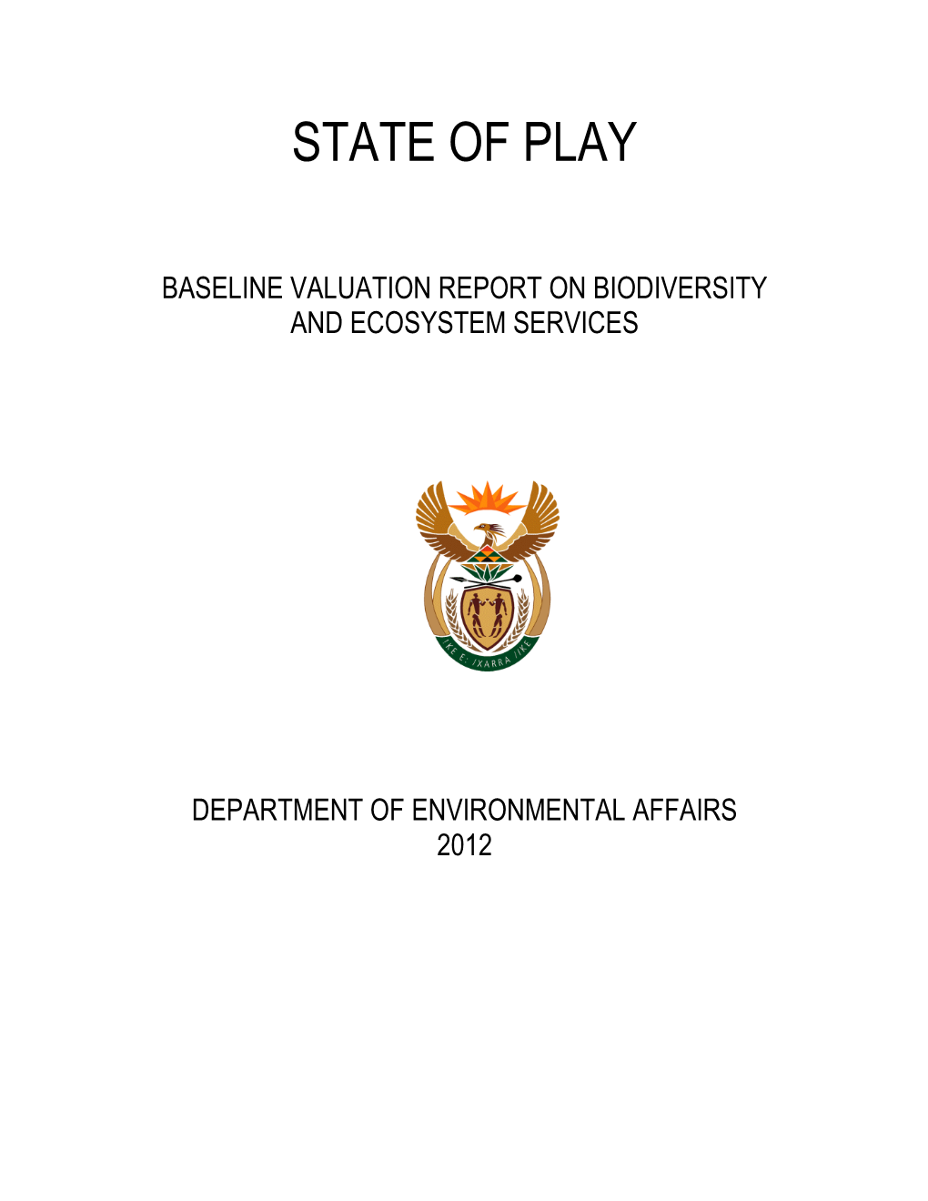 Baseline Valuation Report on Biodiversity and Ecosystem Services